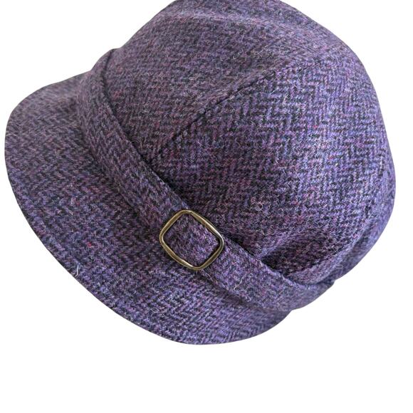 Mucros Ireland Purple Herringbone Wool Tweed Flapper Cloche Hat Retro Coquette main image 6